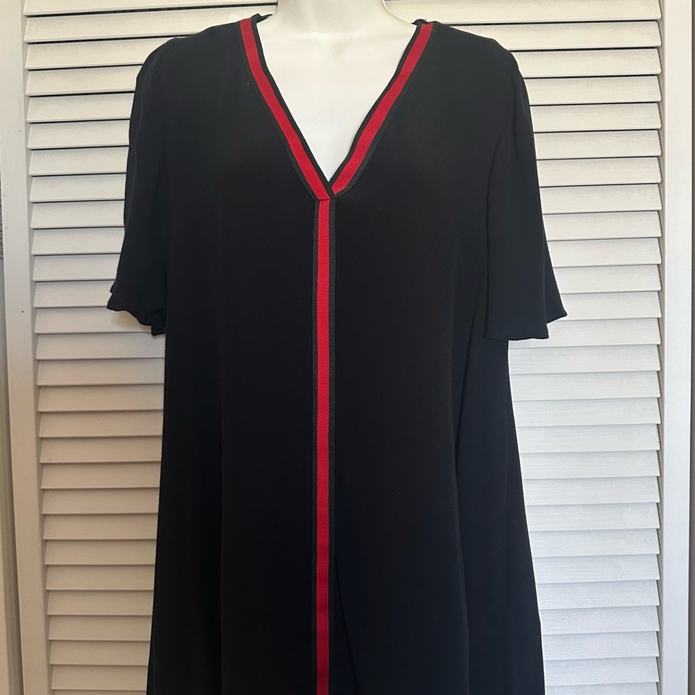 Zara Black Dress with Red Stripe Accent